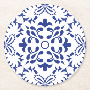 Monochrome Azulejo-Runder Untersetzer