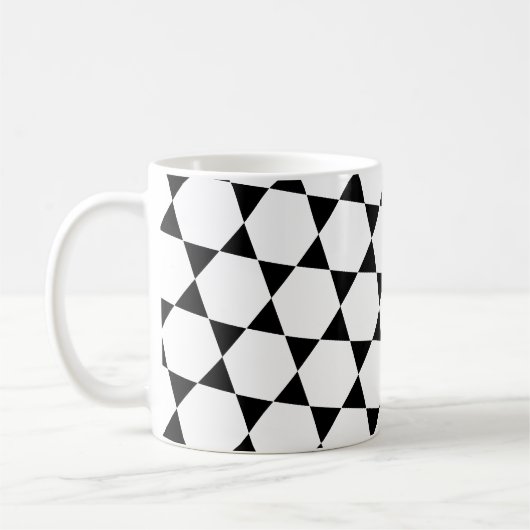 Monochrome B&W Hexagon Honeycomb Dreiecke Muster Kaffeetasse (Links)