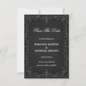 Monochrome Barockrose Save The Date (Vorderseite)