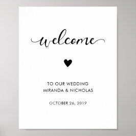 Monochrome Begrüßungszeichen | Hochzeitplakat Poster