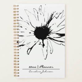Monochrome Black and White Daisy Sketch 2026 Planer