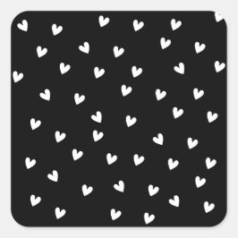 Monochrome Black and White Heart Pattern Quadratischer Aufkleber