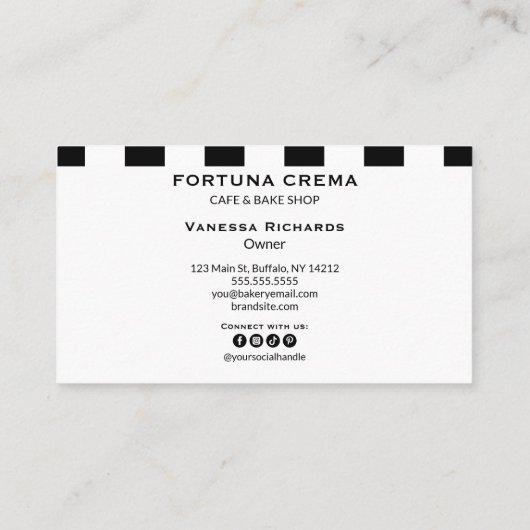 Monochrome Black & White Stripes Classic Marketing Visitenkarte (Rückseite)
