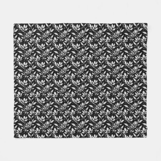 Monochrome-Blatt-Botanik-Ästhetik Fleecedecke (Vorderseite (Horizontal))