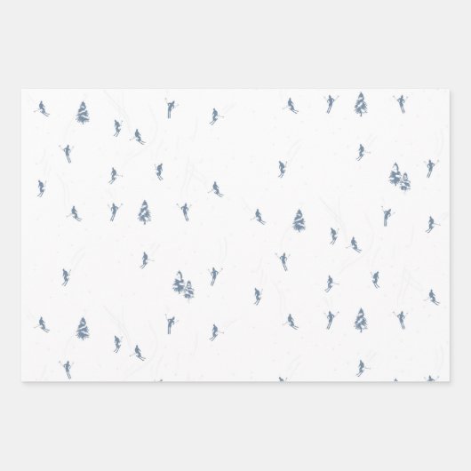 Monochrome blaue Alpinskifahrer Geschenkpapier Set (Vorderseite 2)