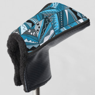 Monochrome blaue ethnische Ornamentik. Golf Headcover