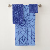 Monochrome Blaue Mandala Badetücher Set (Insitu)