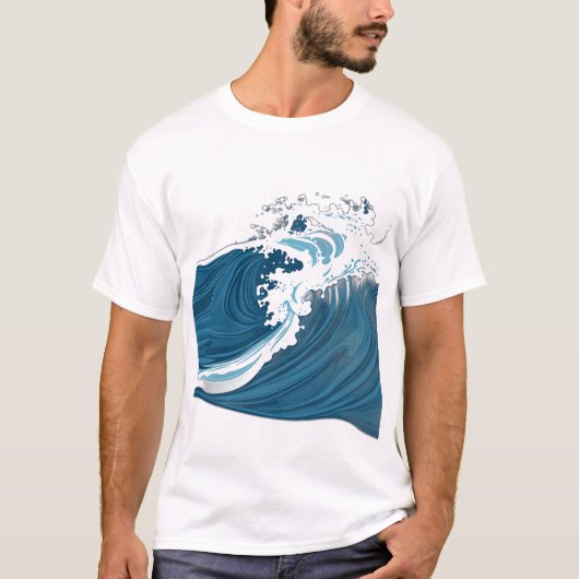 Monochrome Blauozewellen T-Shirt (Vorderseite)