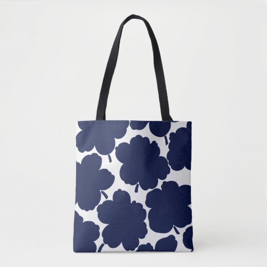 Monochrome Bloom Navy White Tasche (Vorderseite)