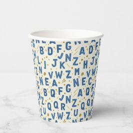 Monochrome Blue Alphabet Pappbecher