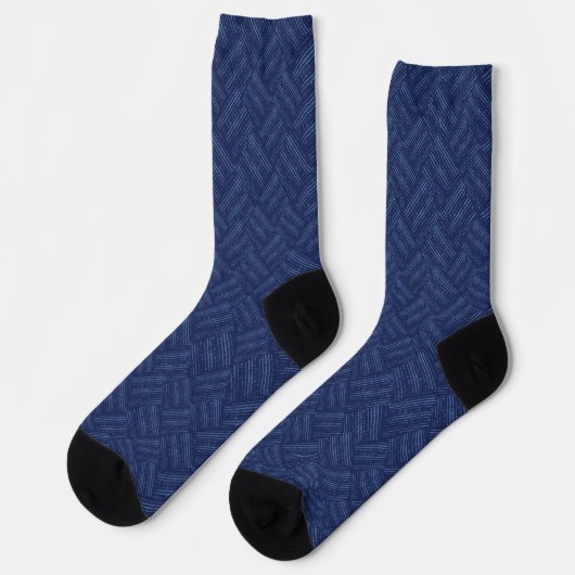 Monochrome blue textured herringbone pattern. socken (Linkes Detail)