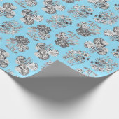 Monochrome Blume auf Baby Blue Ground Giftpackung Geschenkpapier (Ecke)