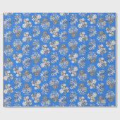 Monochrome Blume auf Bright Blue Ground Giftpackun Geschenkpapier (Flach)