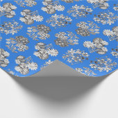 Monochrome Blume auf Bright Blue Ground Giftpackun Geschenkpapier (Ecke)