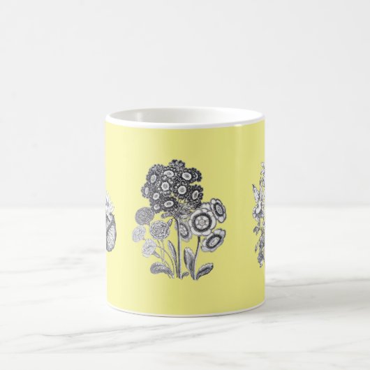 Monochrome Blume auf gelbem Hintergrund Kaffeetasse (Mittel)