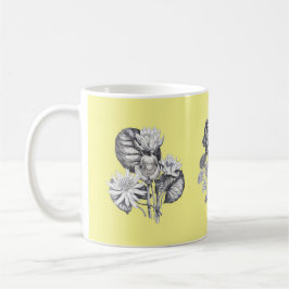 Monochrome Blume auf gelbem Hintergrund Kaffeetasse