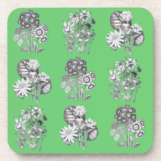 Monochrome Blume auf grünem Hintergrund Getränkeuntersetzer (Vorderseite)
