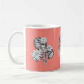 Monochrome Blume auf Korallenuntergrund Kaffeetasse (Links)