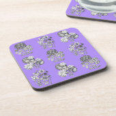 Monochrome Blume auf lila Hintergrund Getränkeuntersetzer (Linke Seite)