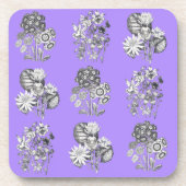 Monochrome Blume auf lila Hintergrund Getränkeuntersetzer (Vorderseite)