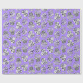 Monochrome Blume auf Lilac Background Giftwrap Geschenkpapier (Flach)