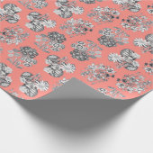 Monochrome Blume auf Peach Background Geschenkpapier (Ecke)