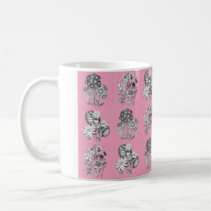 Monochrome Blume auf rosa Hintergrund Kaffeetasse