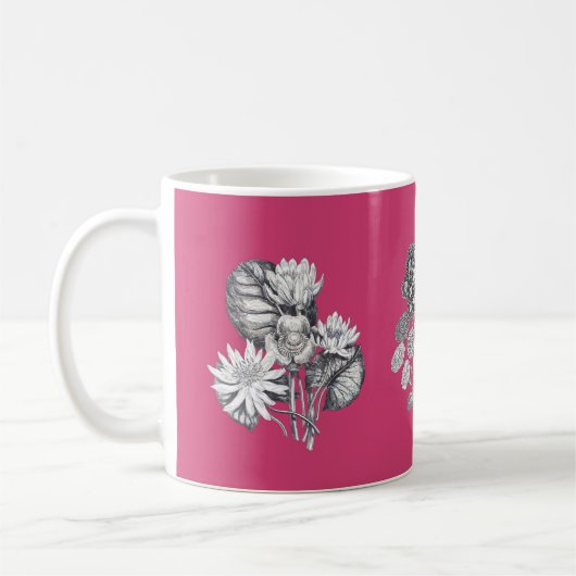Monochrome Blume auf sicherem Hintergrund Kaffeetasse (Links)