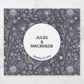 Monochrome Blume Chalkboard Modern Alkoholflaschenetikett (Einzelnes Label)