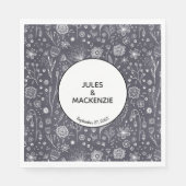 Monochrome Blume Chalkboard Modern Serviette (Vorderseite)