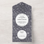 Monochrome Blume Chalkboard Moderne Hochzeit All In One Einladung (Innen Boden)