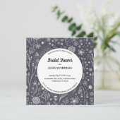 Monochrome Blume Chalkboard Modernes Brautparty Einladung (Stehend Vorderseite)