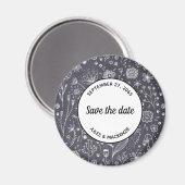 Monochrome Blume-Chalkboard Save the Date modern Magnet (Vorderseite/Rückseite)