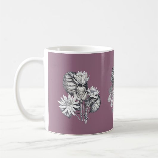 Monochrome Blume im Hintergrund Kaffeetasse (Links)