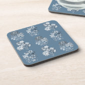 Monochrome Blume in blau Getränkeuntersetzer (Linke Seite)