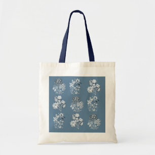 Monochrome Blume in blau Tragetasche