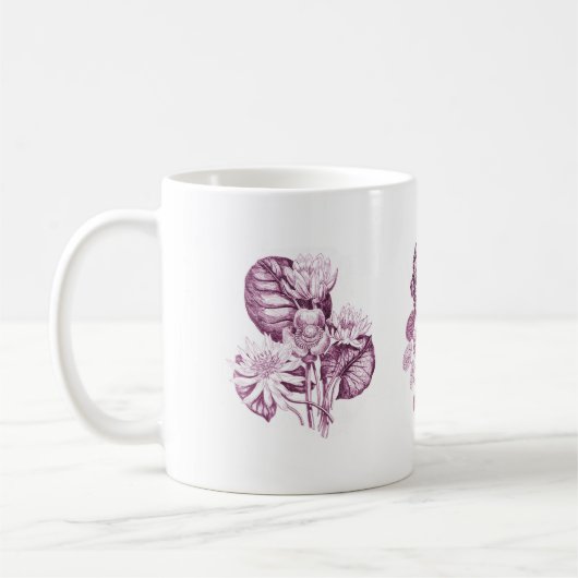 Monochrome Blume in Bordeaux Kaffeetasse (Links)