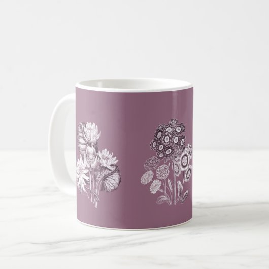 Monochrome Blume in Maul Kaffeetasse (Vorderseite Links)