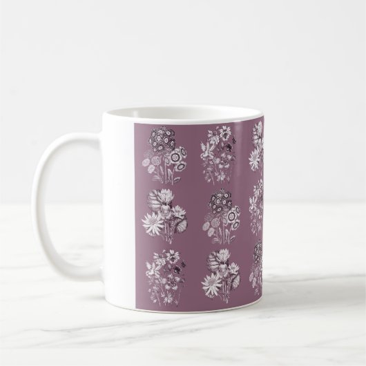 Monochrome Blume in Maul Kaffeetasse (Links)