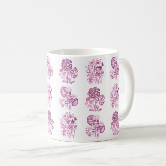 Monochrome Blume in Rosa Kaffeetasse (VorderseiteRechts)