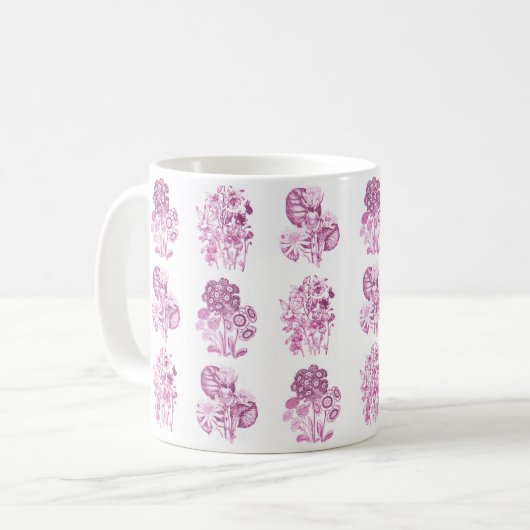Monochrome Blume in Rosa Kaffeetasse (Vorderseite Links)