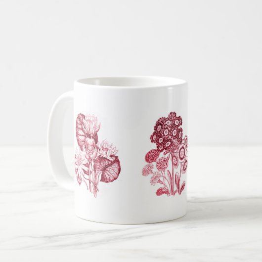 Monochrome Blume in Rot Kaffeetasse (Vorderseite Links)
