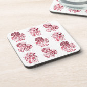 Monochrome Blume in Rot Untersetzer (Linke Seite)