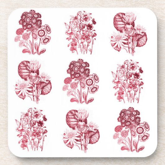 Monochrome Blume in Rot Untersetzer (Vorderseite)