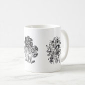 Monochrome Blume in Schwarzweiß Kaffeetasse (VorderseiteRechts)