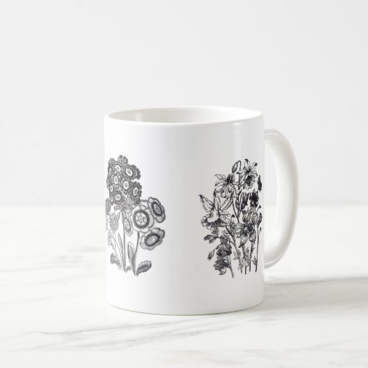 Monochrome Blume in Schwarzweiß Kaffeetasse (VorderseiteRechts)