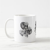 Monochrome Blume in Schwarzweiß Kaffeetasse (Links)