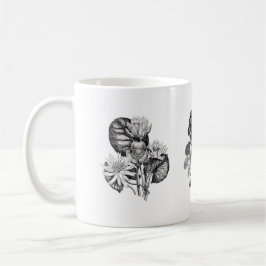 Monochrome Blume in Schwarzweiß Kaffeetasse