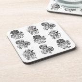 Monochrome Blume in Schwarzweiß Untersetzer (Linke Seite)