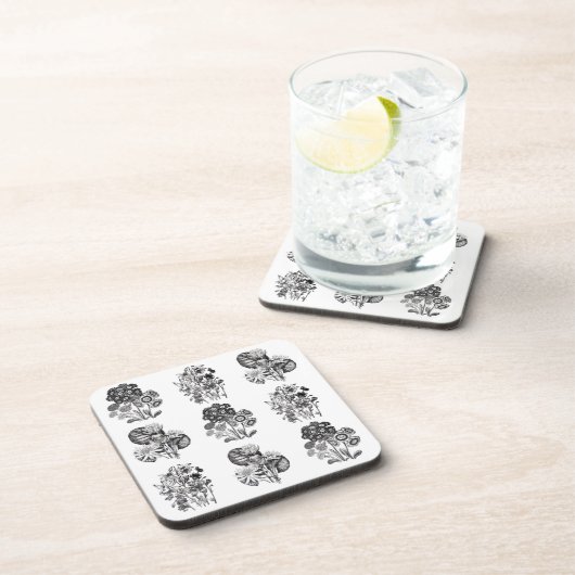 Monochrome Blume in Schwarzweiß Untersetzer (Rechte Seite)